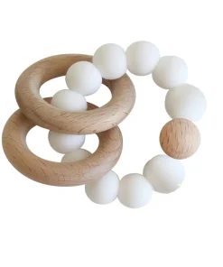 minnow Alimrose White Beechwood Teether Rings Set Discount