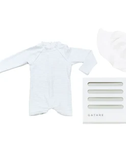 minnow Baby Boys' First Beach Day Bundle Powder Blue Stripe New