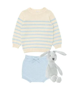 minnow Baby Boys Knit Bundle Cream And Blue Stripe Outlet
