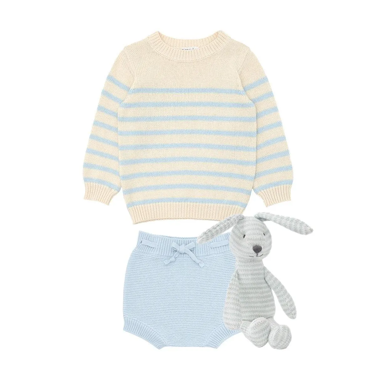 minnow Baby Boys Knit Bundle Cream And Blue Stripe Hot