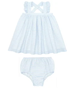 minnow Baby Flutter Tank Bloomer Set Powder Blue Stripe Fashion