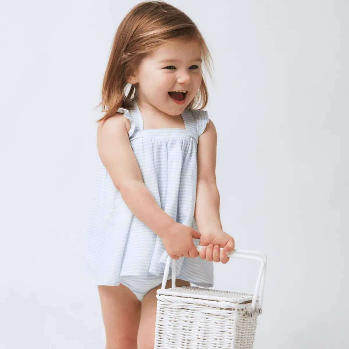 minnow Baby Flutter Tank Bloomer Set Powder Blue Stripe Fashion