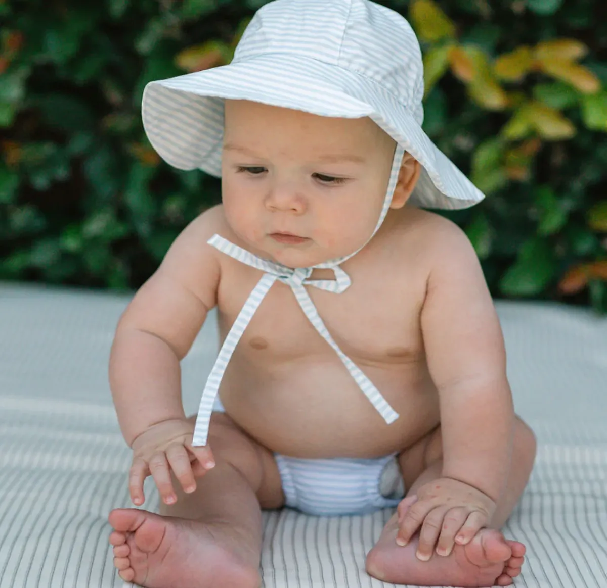 minnow Baby Sun Hat | Swim Powder Blue Stripe New