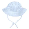minnow Baby Sun Hat | Swim Oasis Blue Gingham Clearance