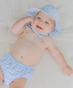 minnow Baby Sun Hat | Swim Oasis Blue Gingham Clearance
