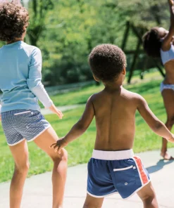 minnow Boys And Dusty Red Boardie | Swim Navy Fashion