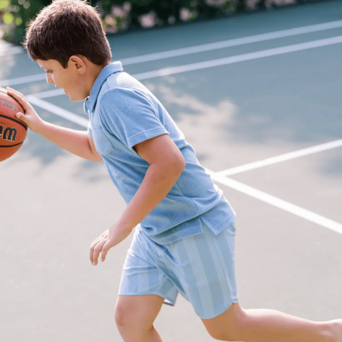 minnow Boys Boardie | Swim Freshwater Blue Cabana Stripe Sale