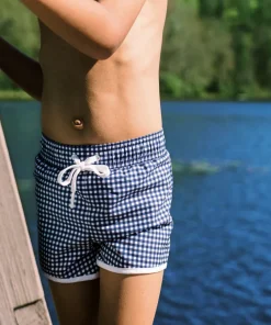 minnow Boys Boardie | Swim Navy Gingham Outlet