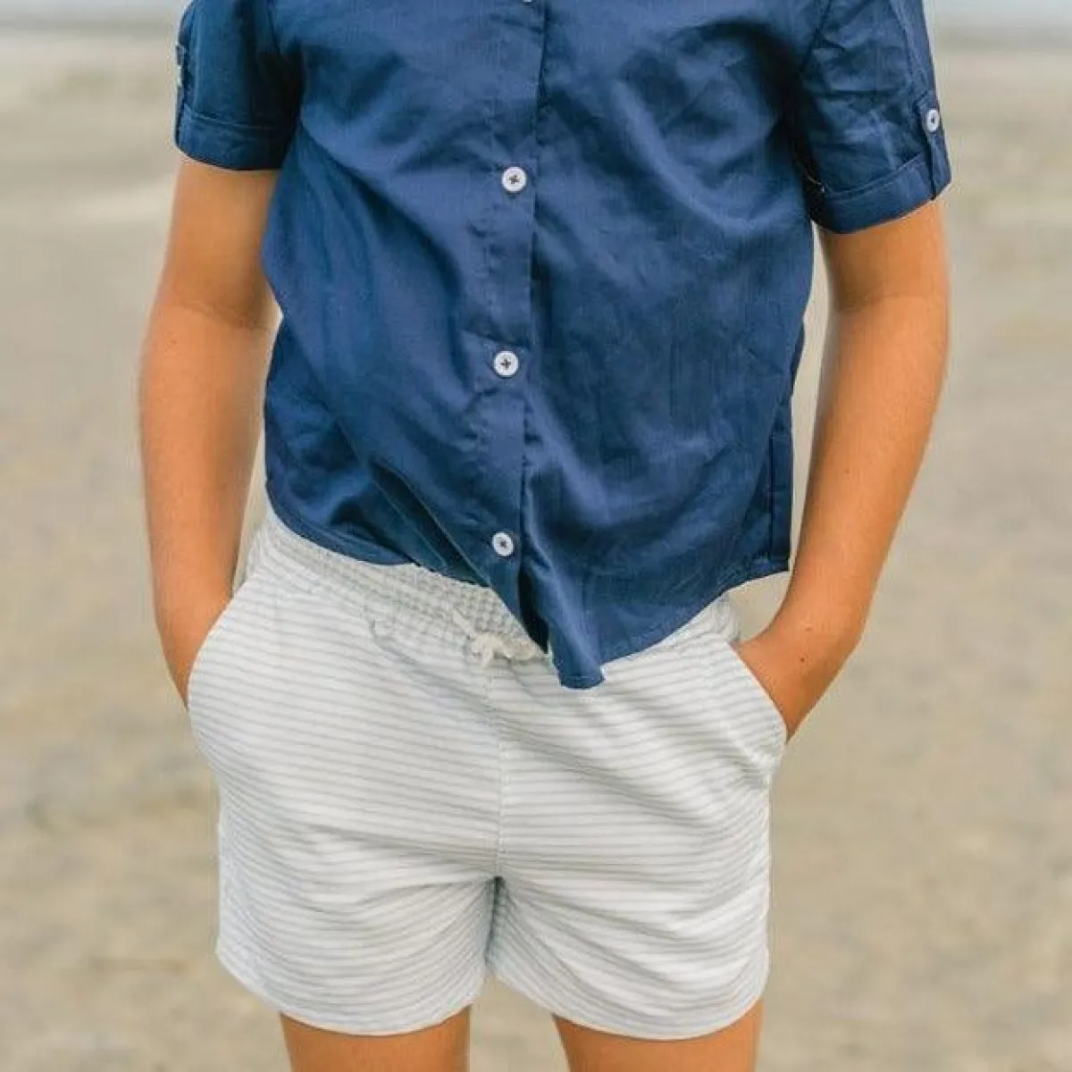 minnow Boys Canvas Short Powder Blue Stripe Online