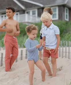 minnow Boys Cotton Polo Powder Blue Stripe Hot