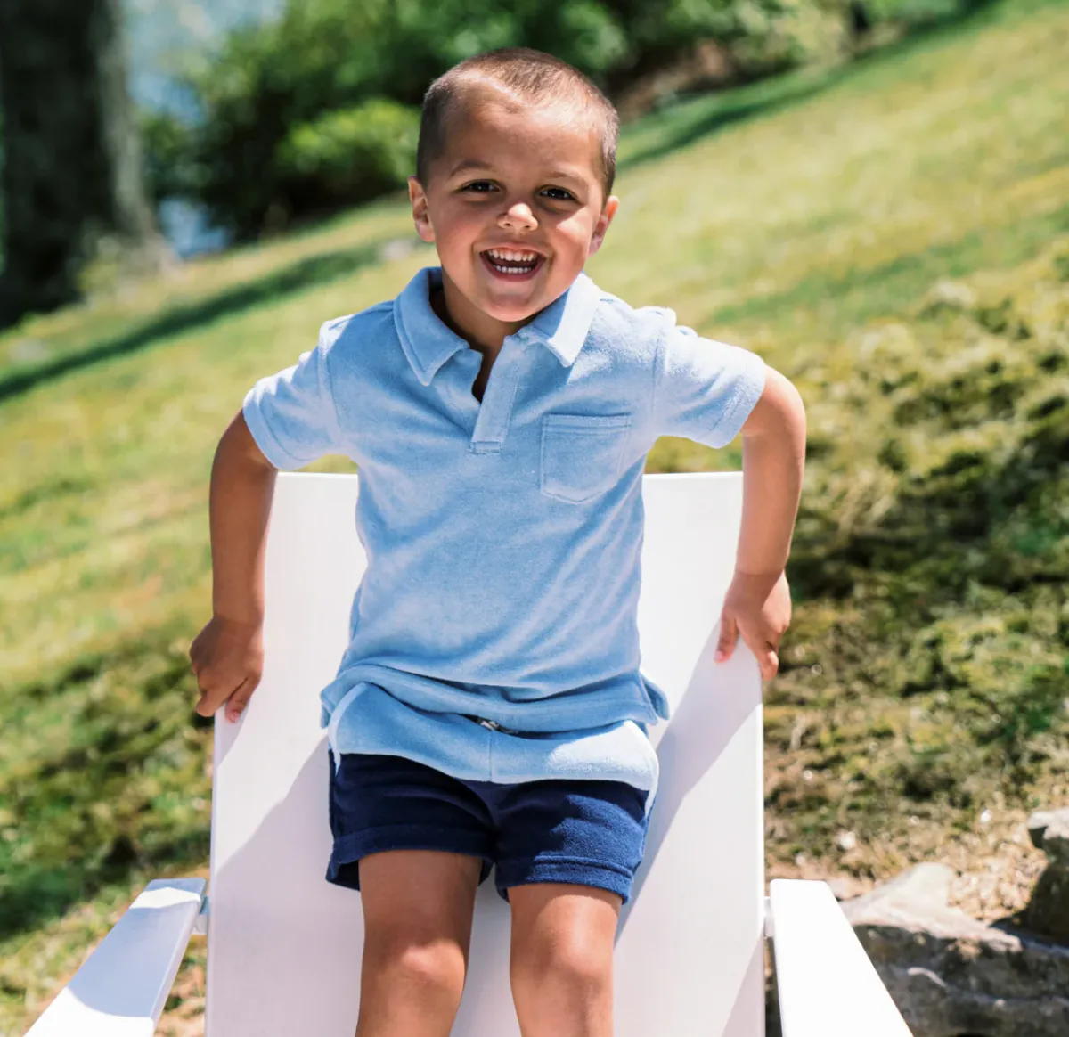 minnow Boys French Terry Short | Swim Freshwater Blue Navy Colorblock Discount