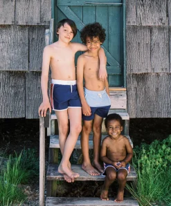 minnow Boys French Terry Short | Swim Freshwater Blue Navy Colorblock Discount