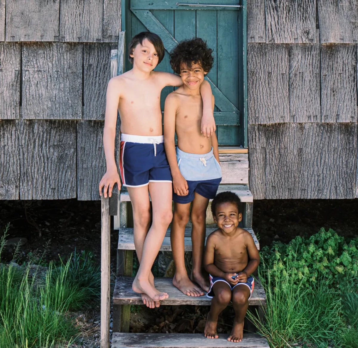 minnow Boys French Terry Short | Swim Freshwater Blue Navy Colorblock Discount