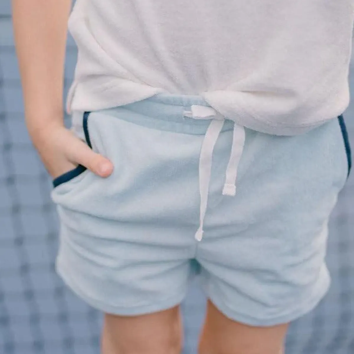 minnow Boys French Terry Short Light Blue Hot