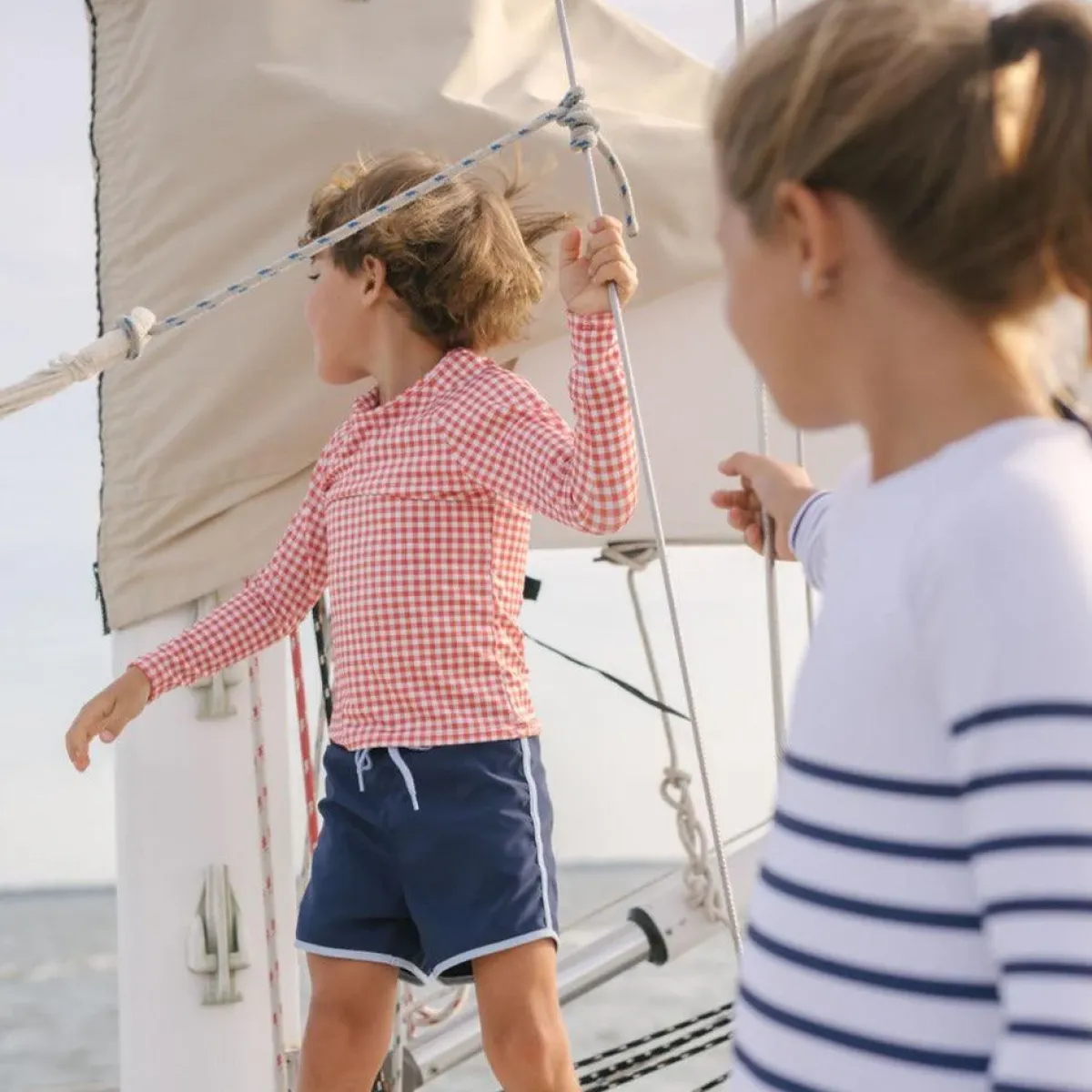 minnow Boys Navy Boardie With Side Binding Navy With Side Piping Hot