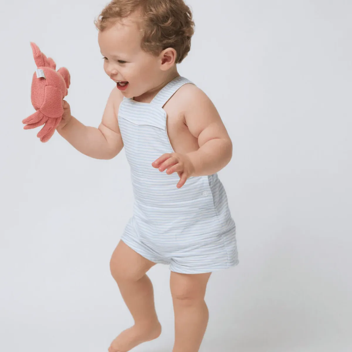 minnow Boys Overall Powder Blue Stripe Outlet