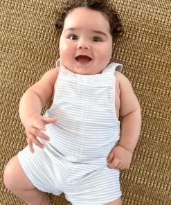 minnow Boys Overall Powder Blue Stripe Outlet