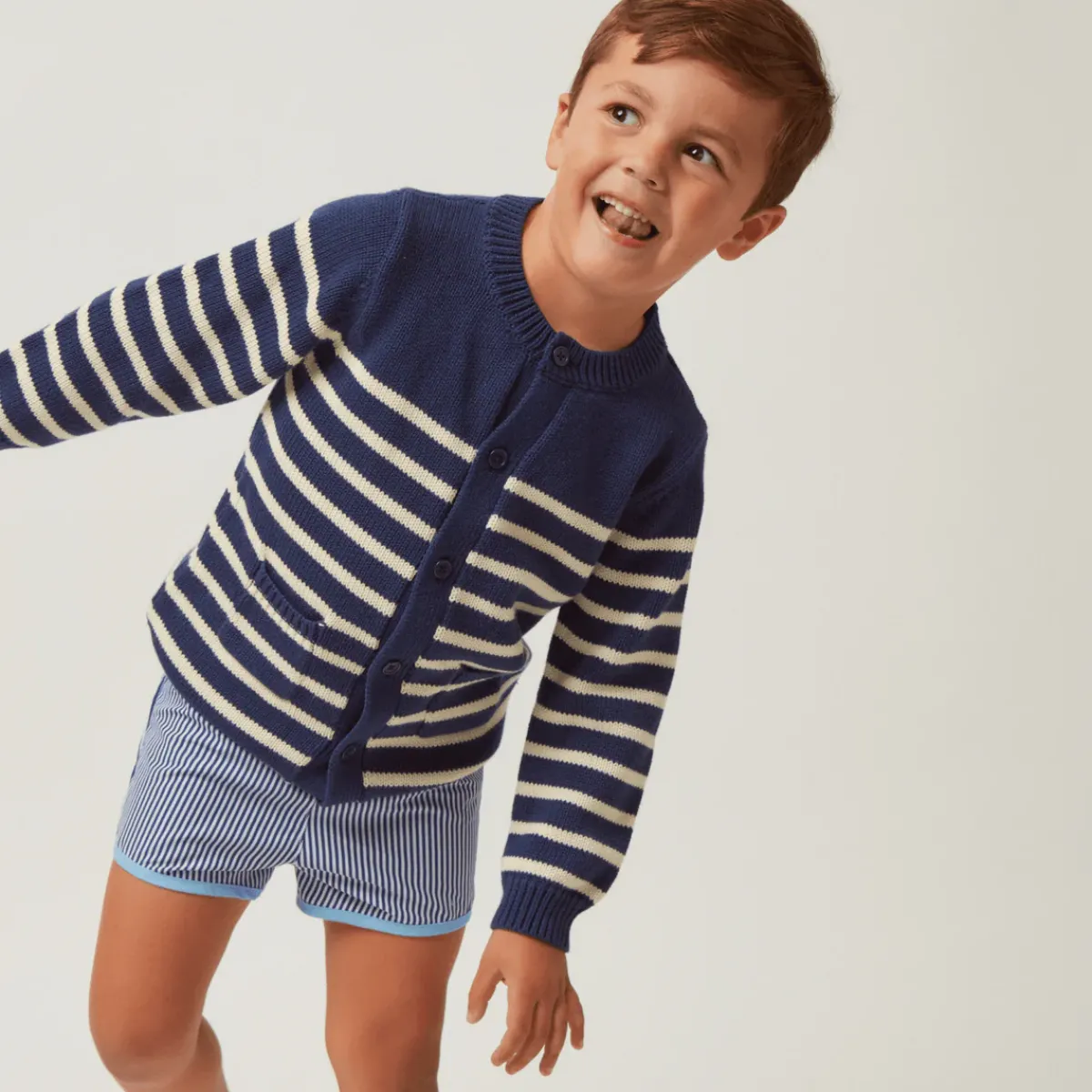 minnow Boys Stripe Boardie | Swim Navy Stripe Hot
