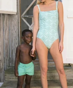 minnow Boys With Side Stripe Boardie Abaco Green Discount