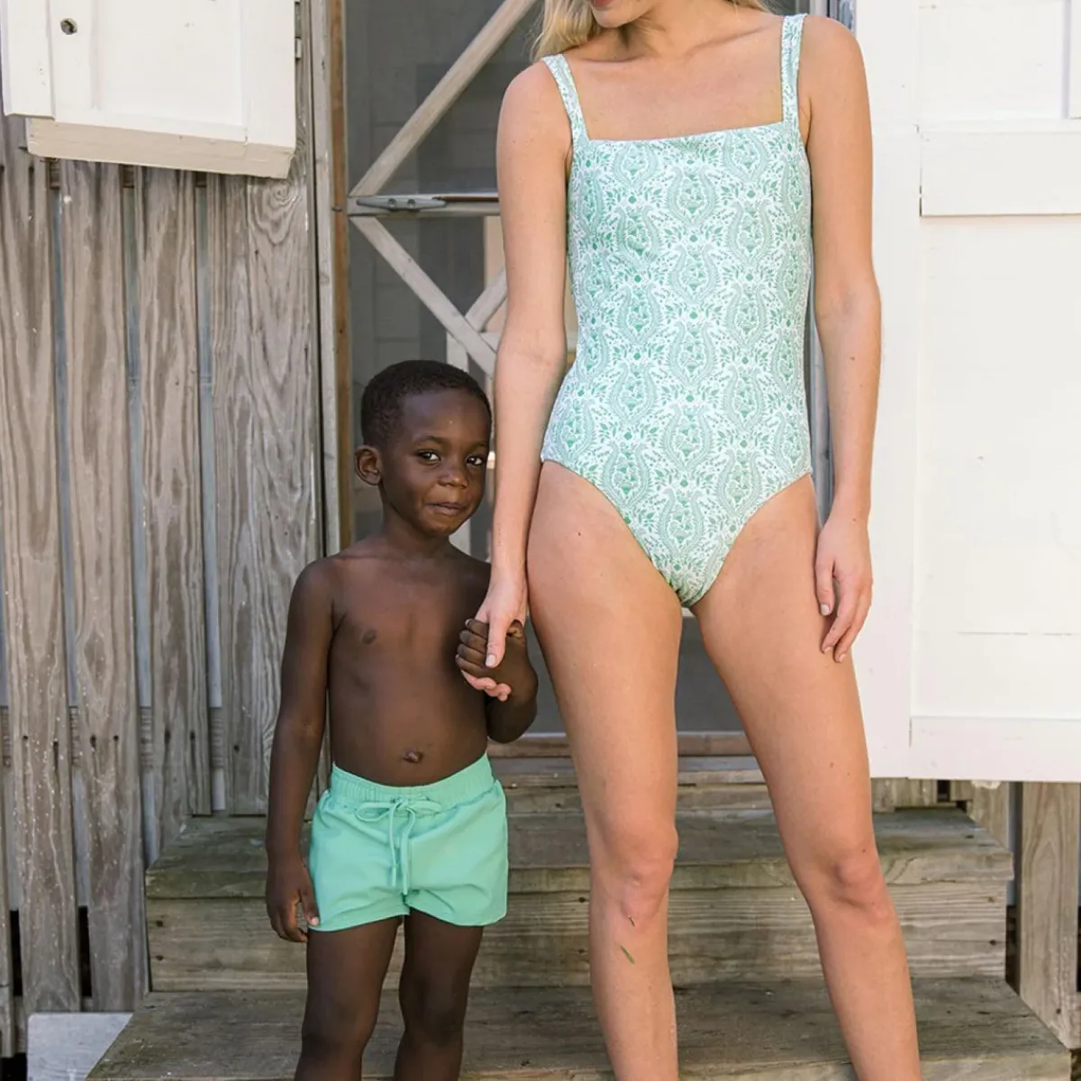 minnow Boys With Side Stripe Boardie Abaco Green Discount