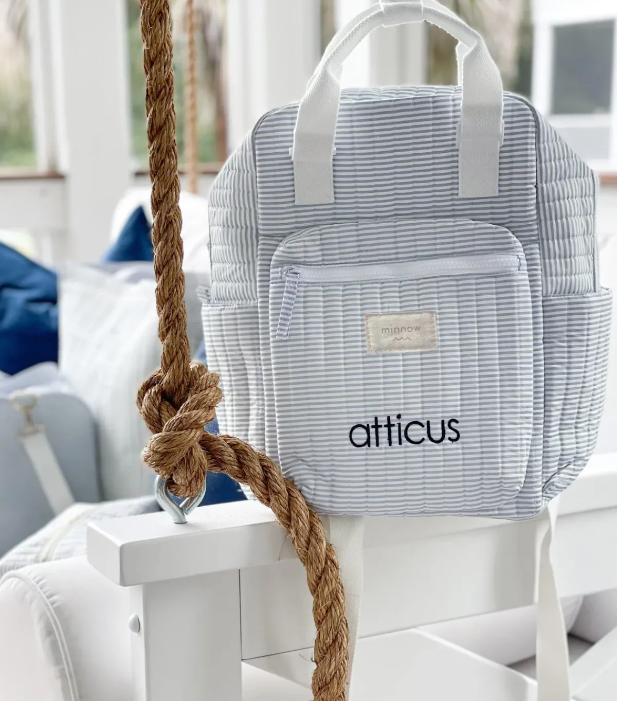 minnow Everyday Backpack Powder Blue Stripe Discount