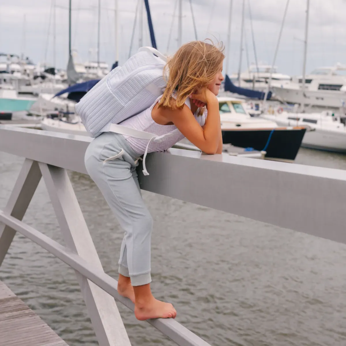 minnow Everyday Backpack Powder Blue Stripe Discount