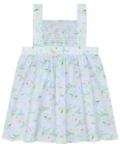 minnow Girls Bay Lavender Smocked Bib Dress Bay Lavender Floral Best