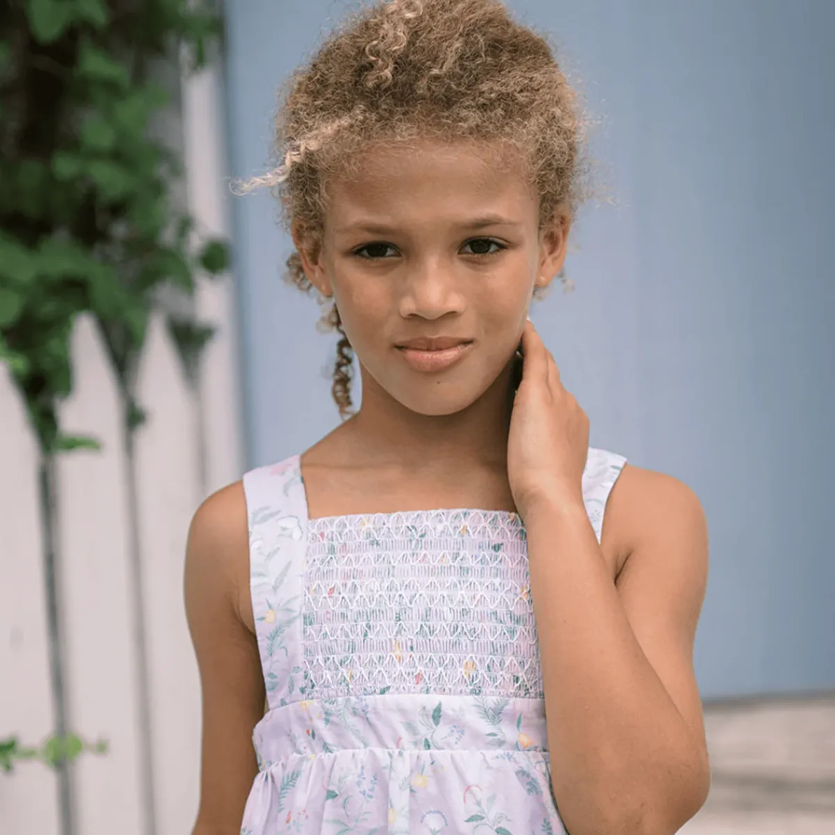 minnow Girls Bay Lavender Smocked Bib Dress Bay Lavender Floral Best