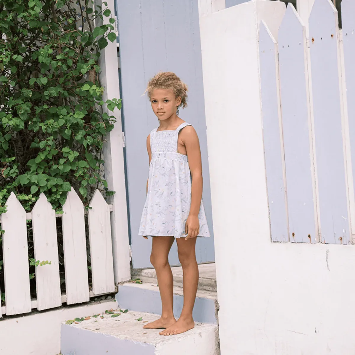 minnow Girls Bay Lavender Smocked Bib Dress Bay Lavender Floral Best