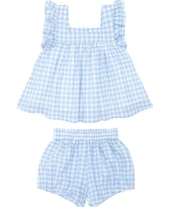 minnow Girls Blue Gingham Bloomer Set Oasis Blue Gingham Outlet