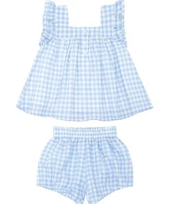 minnow Girls Blue Gingham Bloomer Set Oasis Blue Gingham Outlet