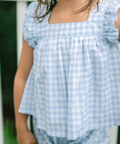 minnow Girls Blue Gingham Bloomer Set Oasis Blue Gingham Clearance