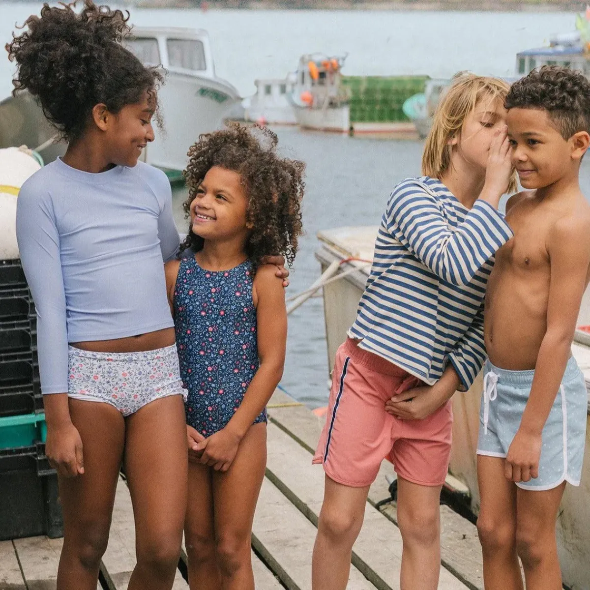 minnow Girls Capeside Vineyard Swim Shorts Capeside White Outlet