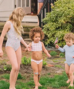 minnow Girls Double Bow Bikini Windowpane Best