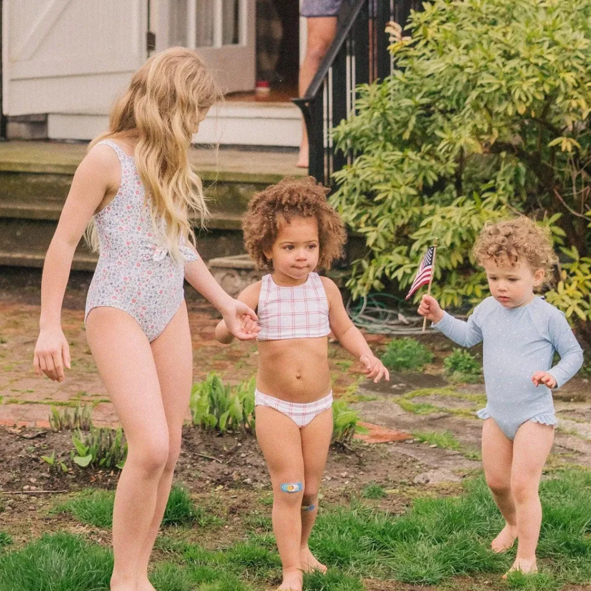 minnow Girls Double Bow Bikini Windowpane Best