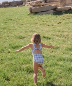 minnow Girls Double Bow One Piece Maritime Plaid New