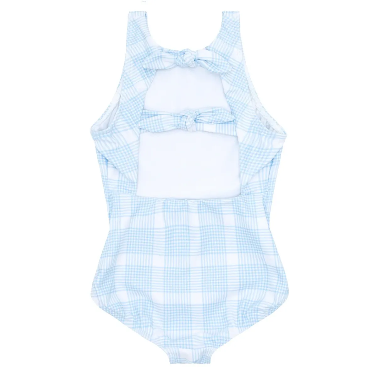minnow Girls Double Bow One Piece Sunwashed Plaid Fashion