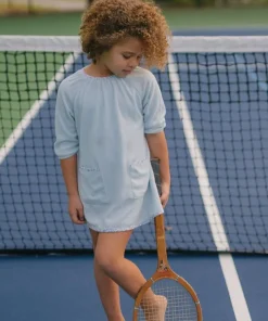 minnow Girls French Terry Dress Light Blue Hot
