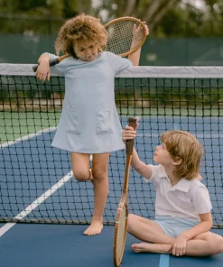 minnow Girls French Terry Dress Light Blue Hot