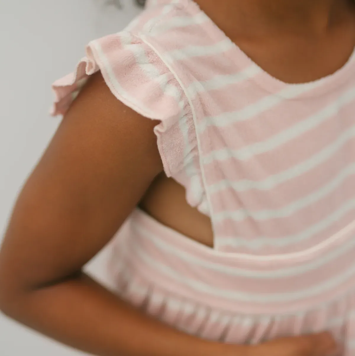 minnow Girls French Terry Pinafore Dress | Swim Pink And Cream New