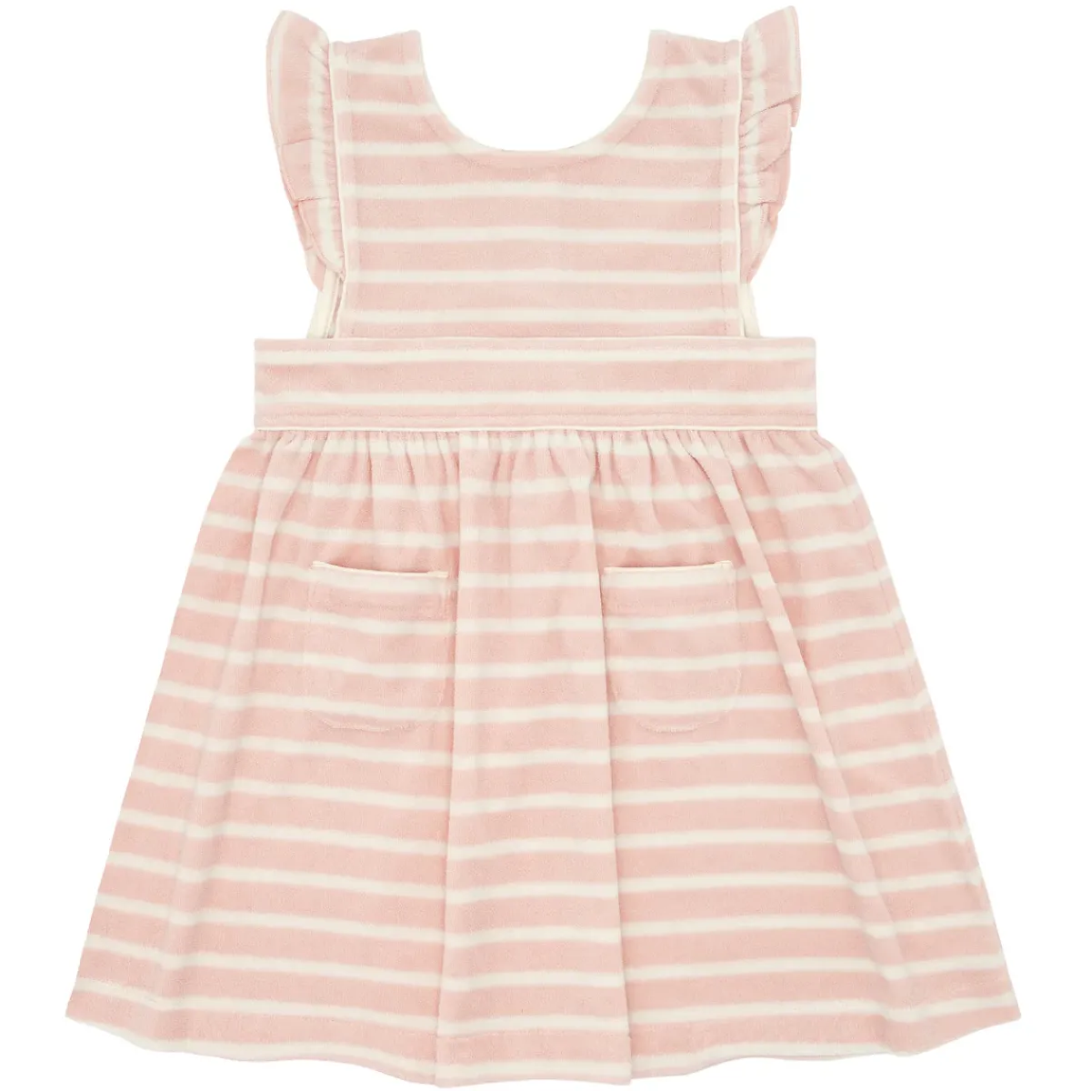 minnow Girls French Terry Pinafore Dress | Swim Pink And Cream New