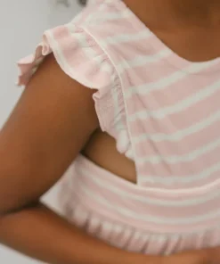 minnow Girls French Terry Pinafore Dress | Swim Pink And Cream New