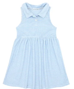 minnow Girls French Terry Tennis Dress Powder Blue Stripe New