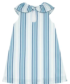 minnow Girls Freshwater Stripe Ruffle Collar Dress | Swim White Hot