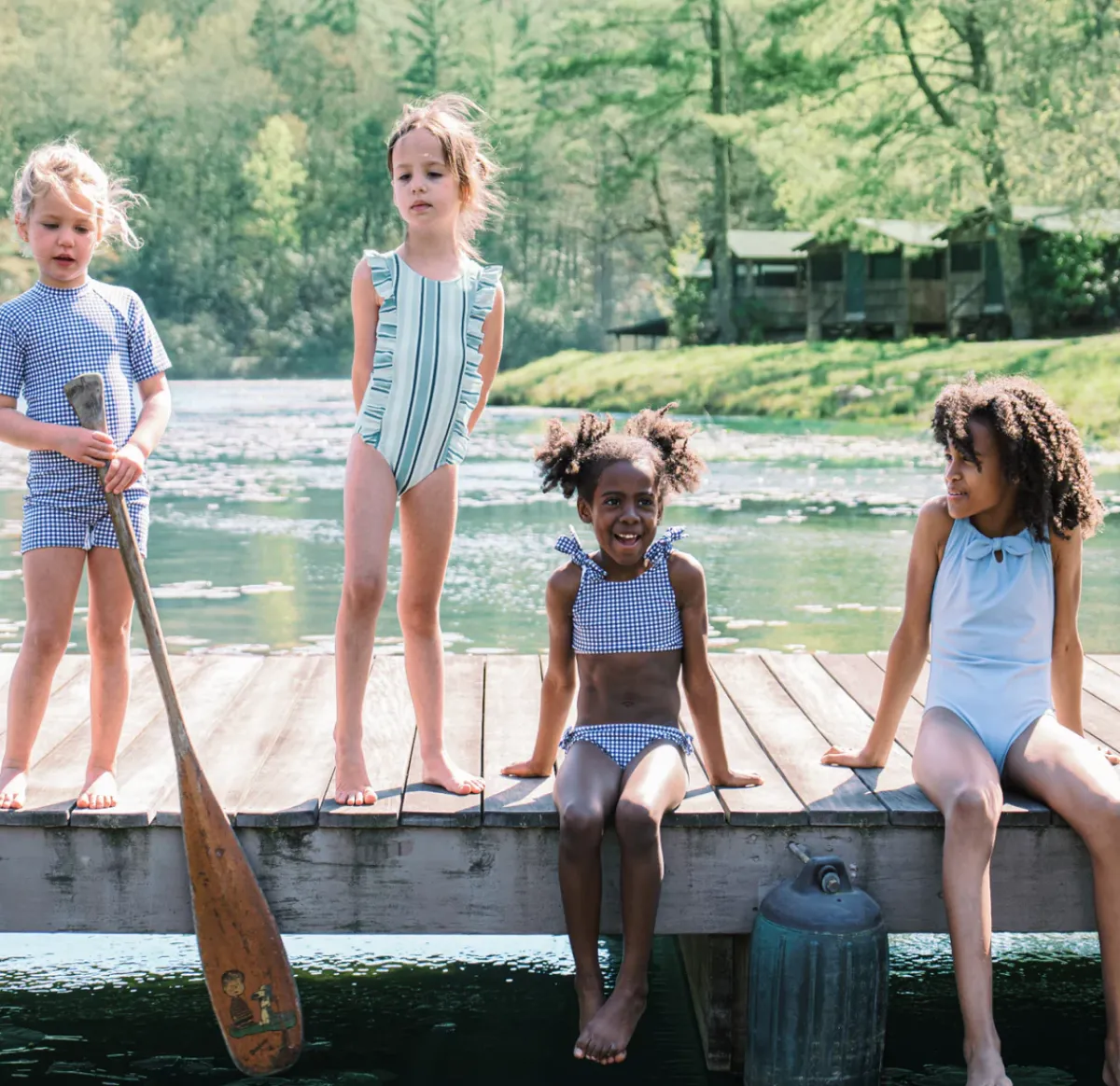 minnow Girls Gathered One Piece | Swim Freshwater Blue Online