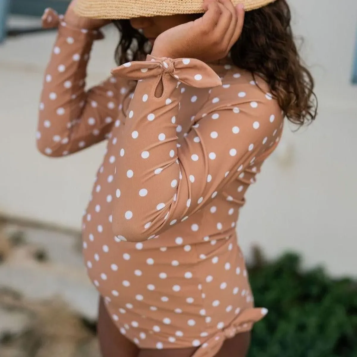 minnow Girls Knot Bikini Bottom Mocha Dot New