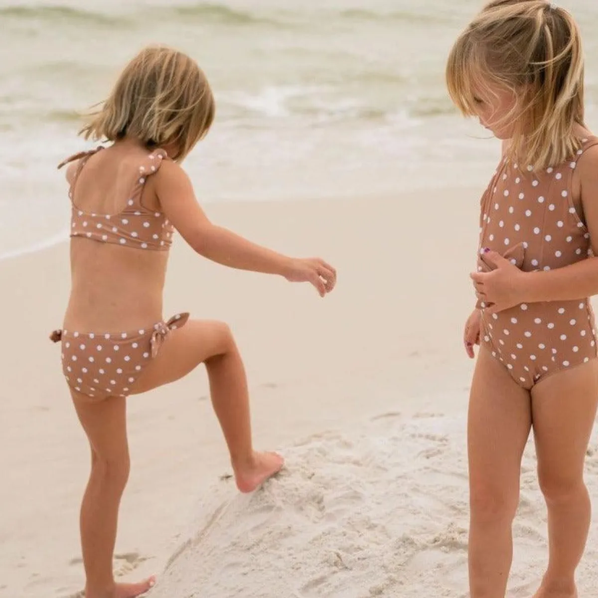 minnow Girls Knot Bikini Bottom Mocha Dot New