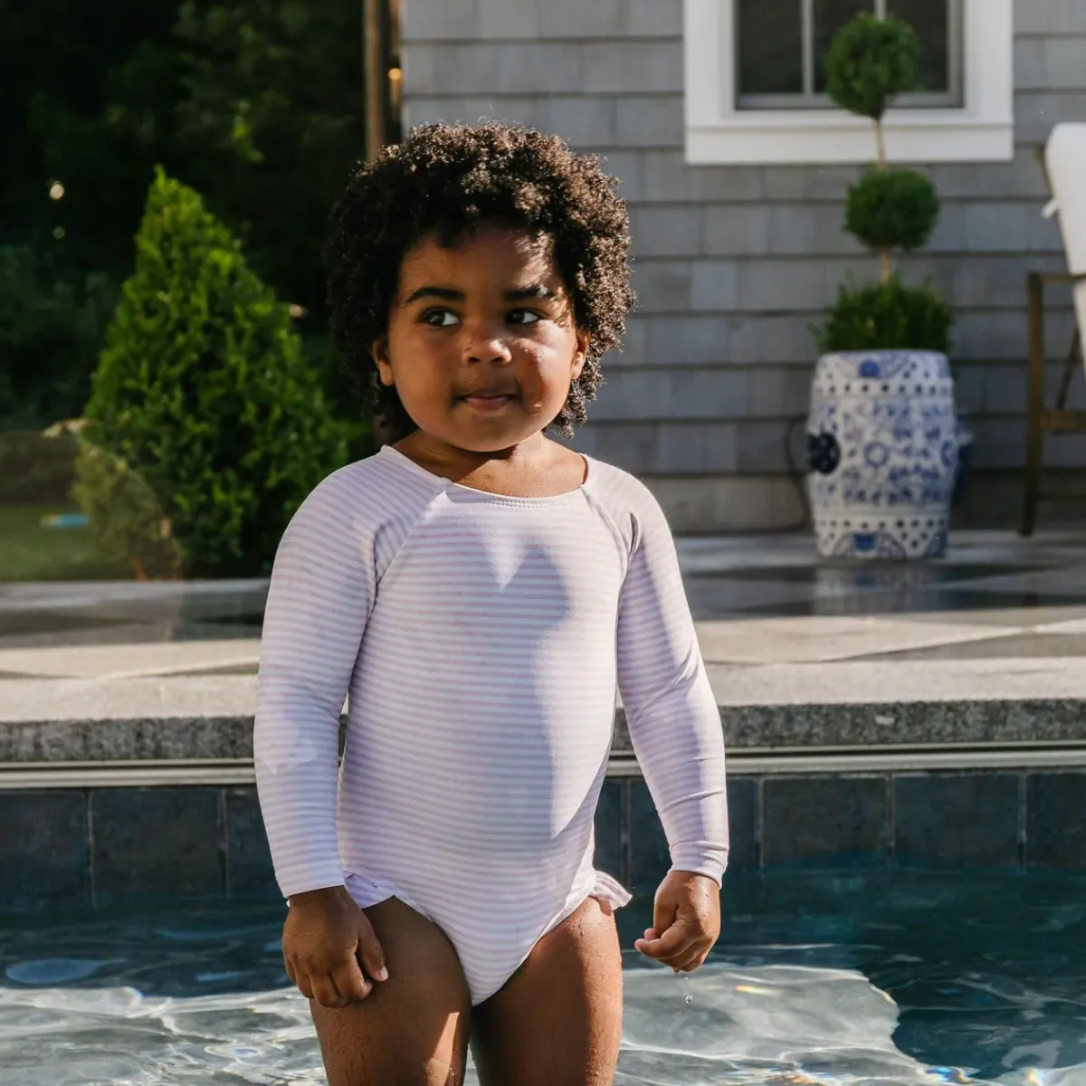 minnow Girls Light Rashguard One Piece Pink Stripe Fashion