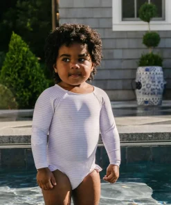 minnow Girls Light Rashguard One Piece Pink Stripe Best