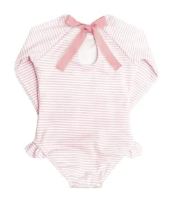minnow Girls Light Rashguard One Piece Pink Stripe Best